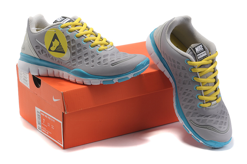 2012 Nike Free LiNa Traing Shoes Grey Yellow Blue White - Click Image to Close