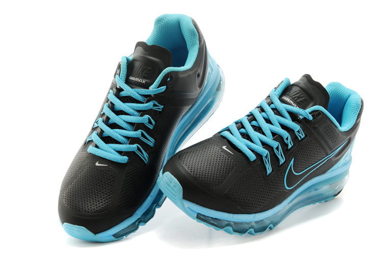 Nike Air Max 2013 Black Blue Running Shoes For Women - Click Image to Close