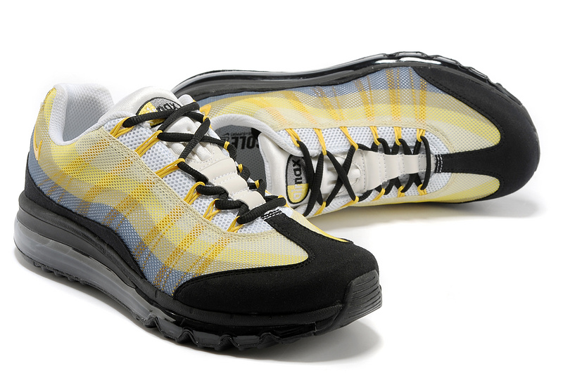 2013 Nike Air Max 95 White Black Yellow Women Shoes