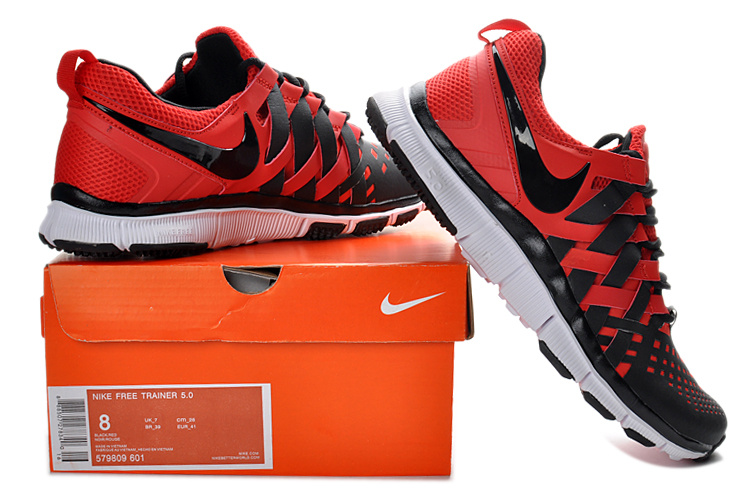Nike Free 5.0 Black Red White Running Shoes - Click Image to Close