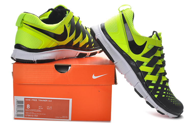 Nike Free 5.0 Yellow Black Running Shoes - Click Image to Close