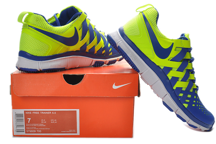 Nike Free 5.0 Yellow Blue Running Shoes - Click Image to Close