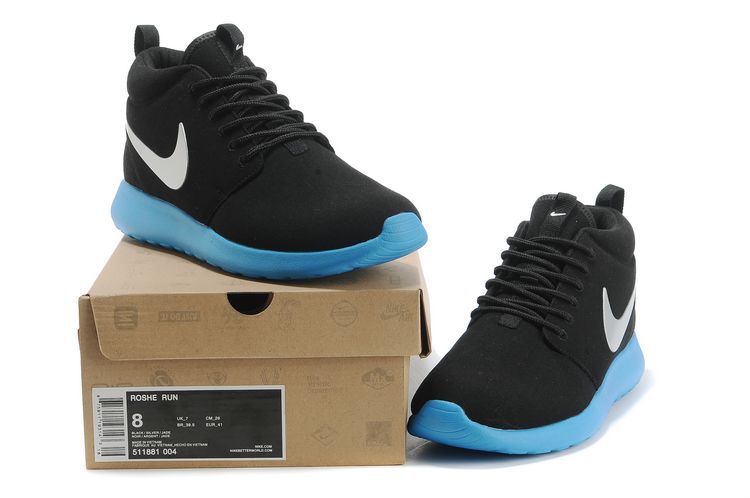 Nike Roshe Run High Black Blue Shoes