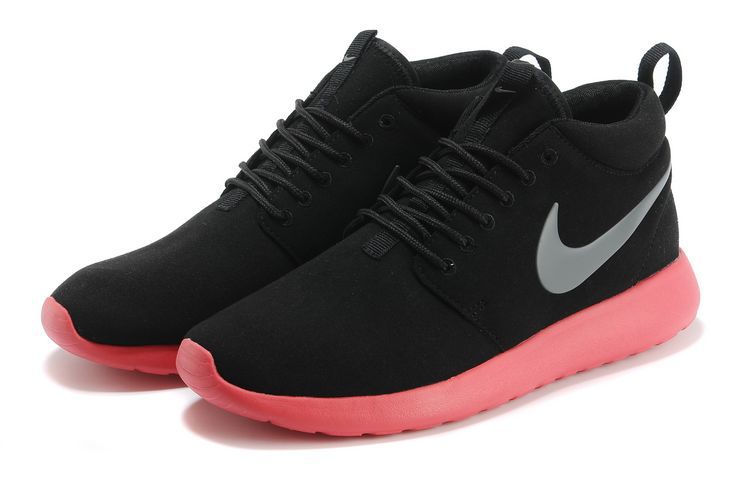 Nike Roshe Run High Black Red Shoes