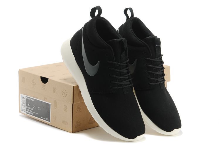 Nike Roshe Run High Black White Shoes