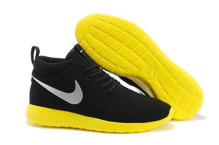 Nike Roshe Run High Black Yellow Shoes