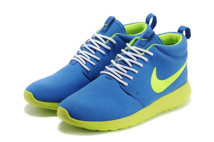 Nike Roshe Run High Blue Green Shoes - Click Image to Close