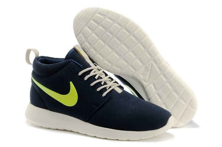 Nike Roshe Run High Blue Yellow Shoes - Click Image to Close