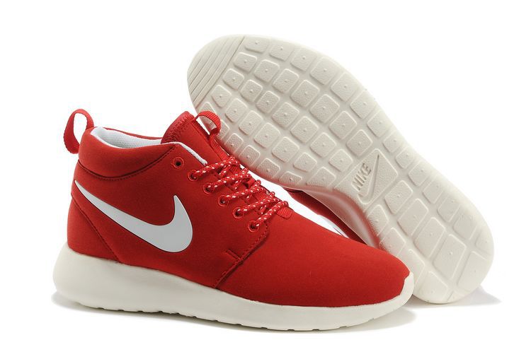 Nike Roshe Run High Red White Shoes