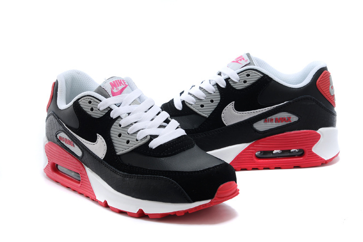 2014 Nike Air Max 90 Black White Red Shoes - Click Image to Close