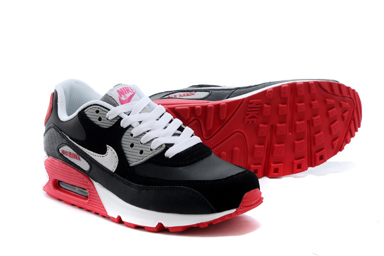 2014 Nike Air Max 90 Black White Red Shoes - Click Image to Close