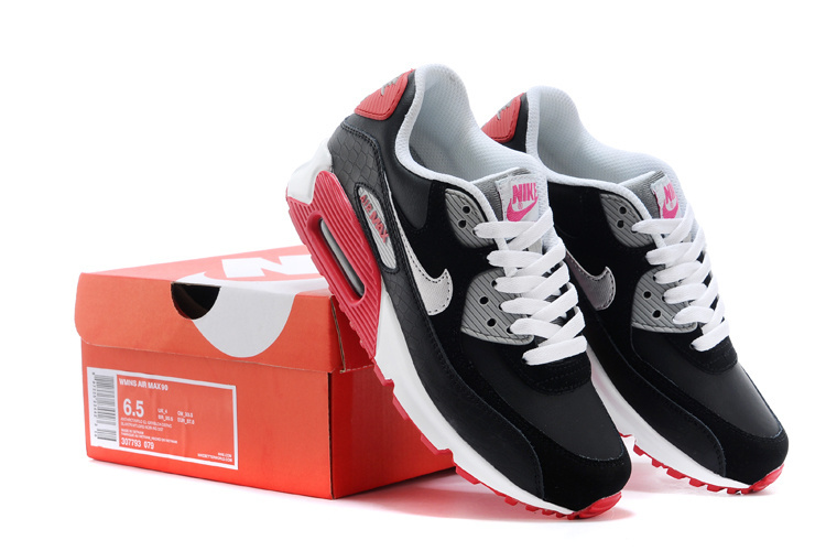 2014 Nike Air Max 90 Black White Red Shoes