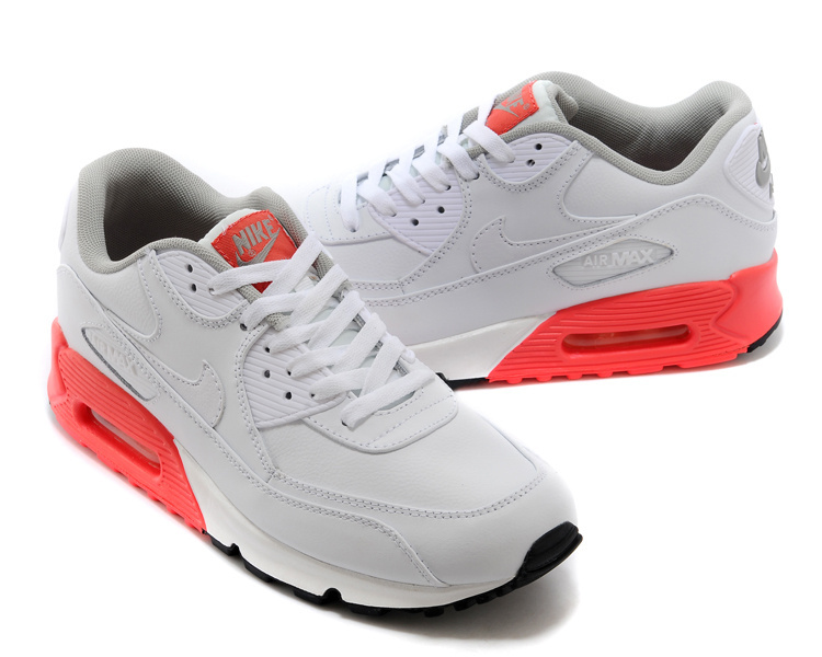 2014 Nike Air Max 90 White Red Shoes - Click Image to Close