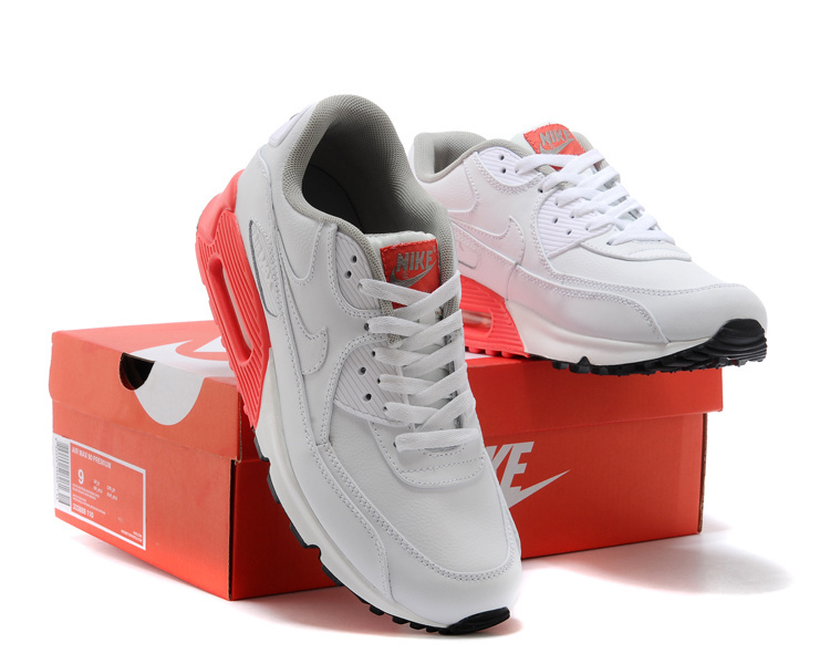 2014 Nike Air Max 90 White Red Shoes - Click Image to Close