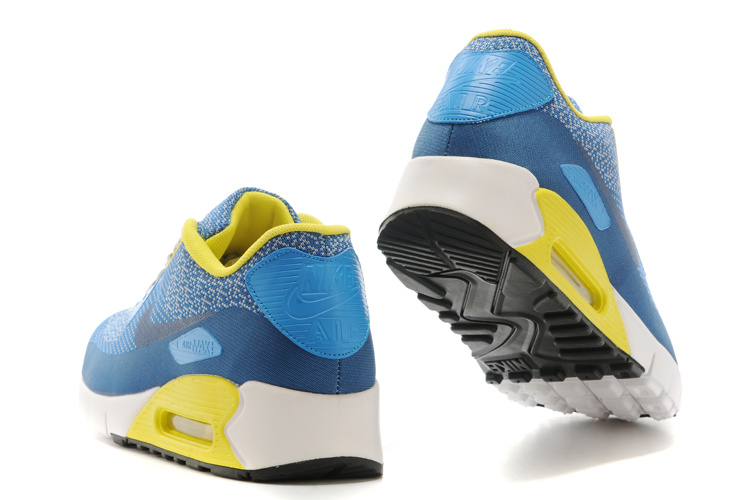 2014 Nike Air Max 90 Blue Yellow White Shoes - Click Image to Close