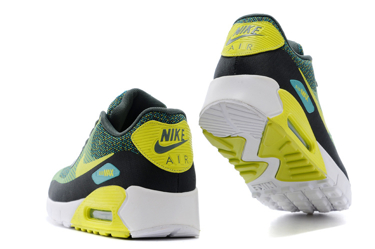 2014 Nike Air Max 90 Green Black Yellow White Shoes - Click Image to Close