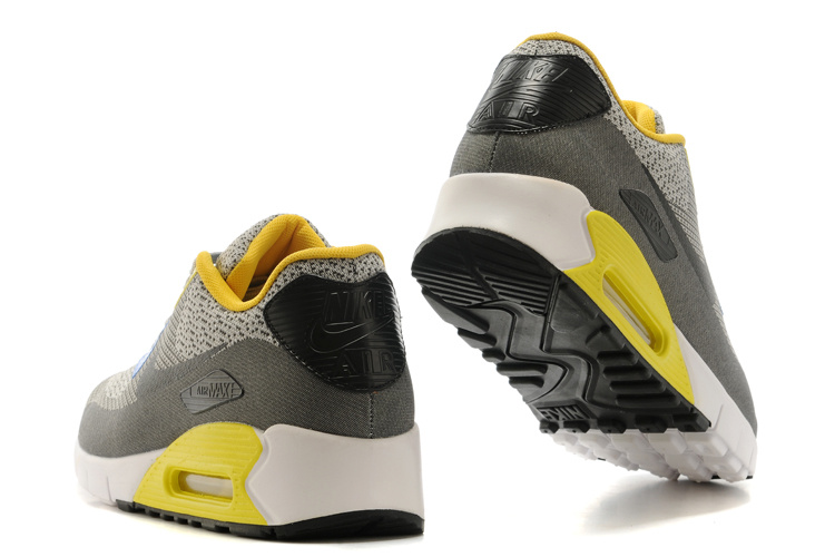 2014 Nike Air Max 90 Grey Black Yellow White Shoes - Click Image to Close