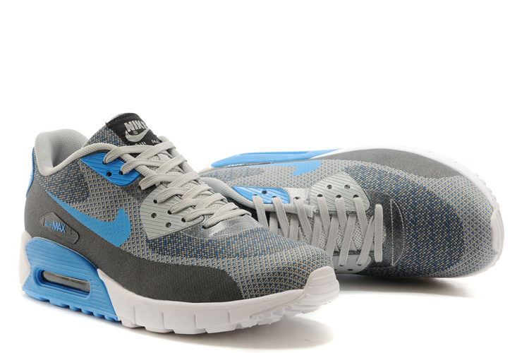 2014 Nike Air Max 90 Grey Blue White Shoes - Click Image to Close