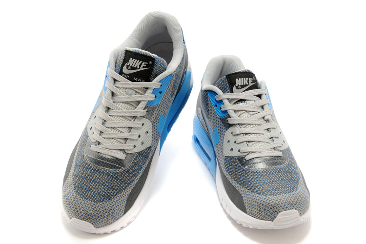 2014 Nike Air Max 90 Grey Blue White Shoes - Click Image to Close