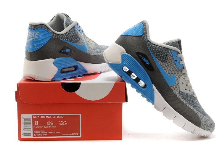 2014 Nike Air Max 90 Grey Blue White Shoes