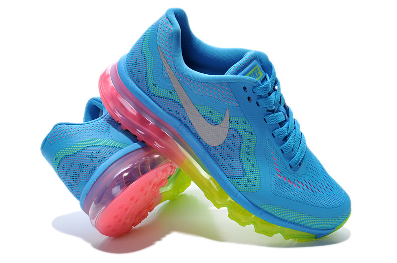 Nike Air Max 2014 Shoes Blue Silver Fluorscent Green Pink For Women