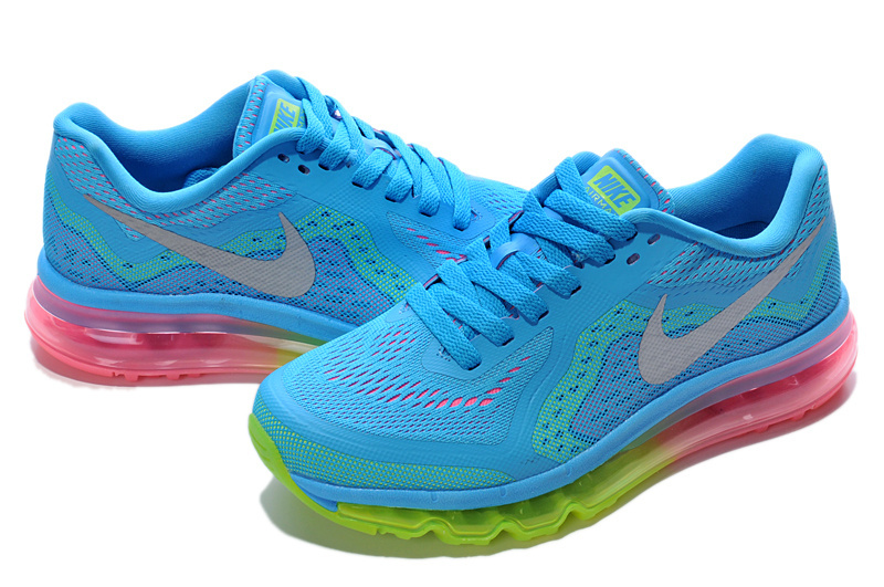 Nike Air Max 2014 Shoes Blue Silver Fluorscent Green Pink For Women