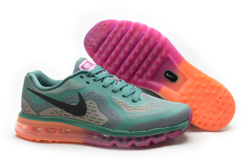 Nike Air Max 2014 Shoes Green Grey Pink Orange For Women - Click Image to Close