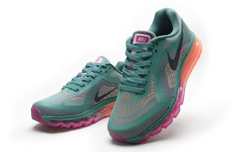 Nike Air Max 2014 Shoes Green Grey Pink Orange For Women - Click Image to Close