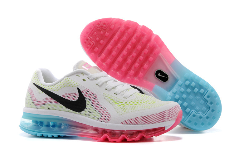 Nike Air Max 2014 Shoes White Pink Black Blue For Women - Click Image to Close