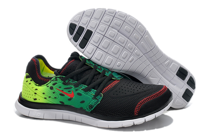 Nike Free Run 3.0 Running Shoes Black Blue Green Red