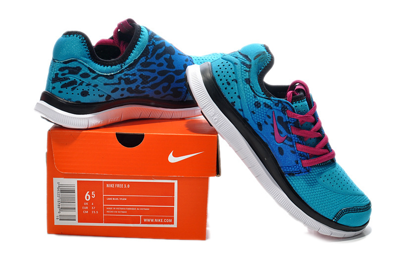 Nike Free Run 3.0 Running Shoes Blue Pink Black - Click Image to Close