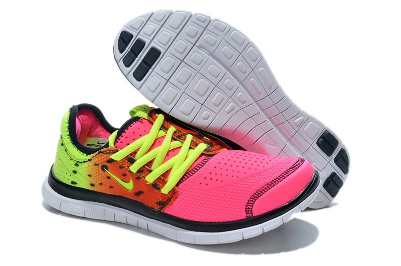 Nike Free Run 3.0 Running Shoes Pink Yellow Red