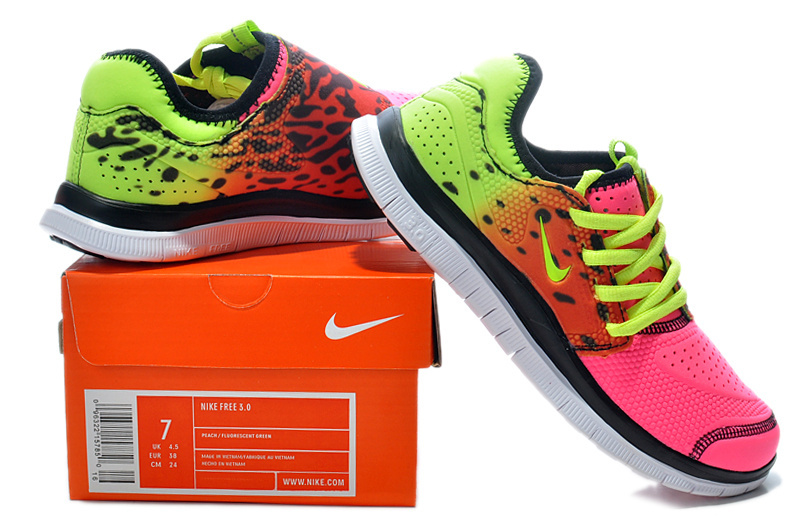 Nike Free Run 3.0 Running Shoes Pink Yellow Red - Click Image to Close