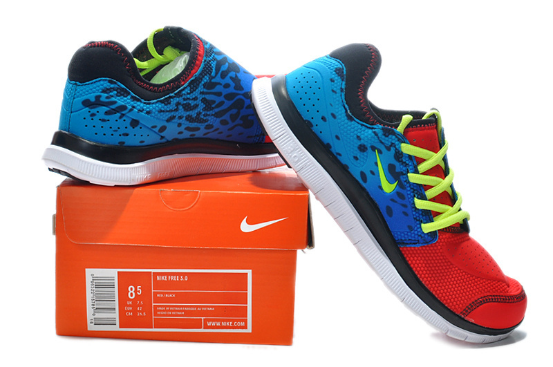 Nike Free Run 3.0 Running Shoes Red Blue Black Yellow - Click Image to Close
