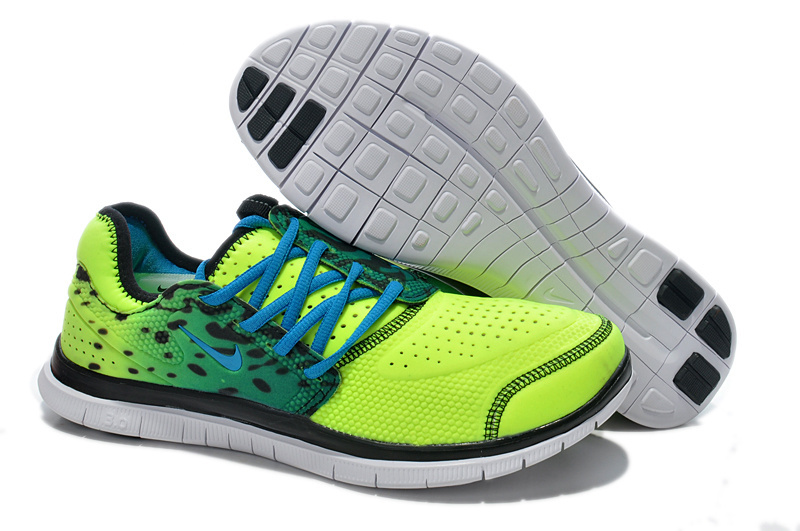 Nike Free Run 3.0 Running Shoes Yellow Blue Black