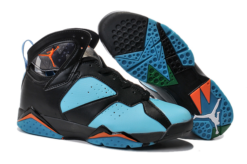 2015 Air Jordan 7 Black Blue Orange Shoes - Click Image to Close