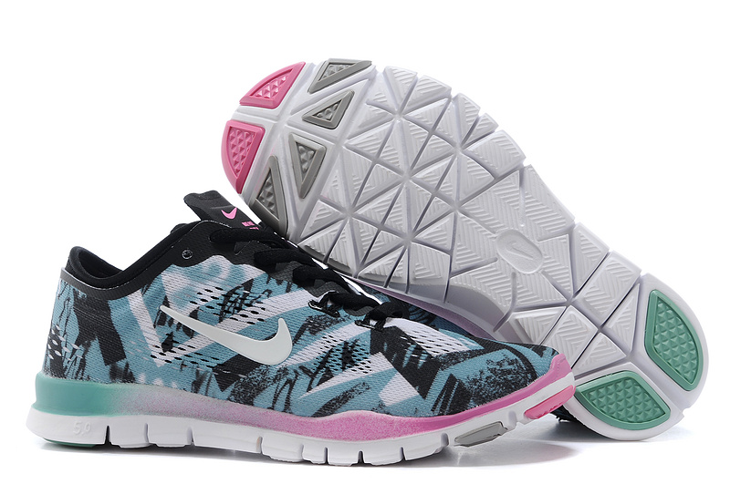 2015 Nike Free 5.0 Training Shoes Black Green Pink White - Click Image to Close