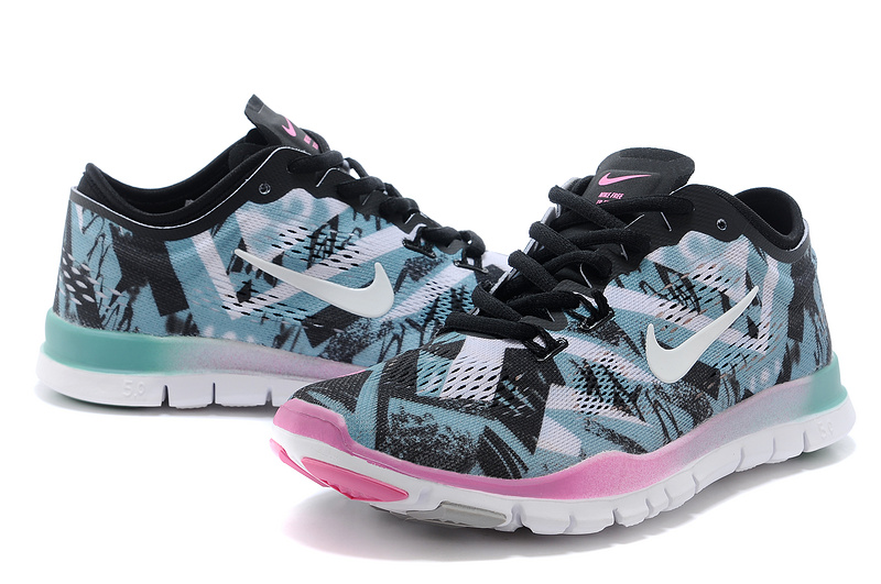 2015 Nike Free 5.0 Training Shoes Black Green Pink White - Click Image to Close