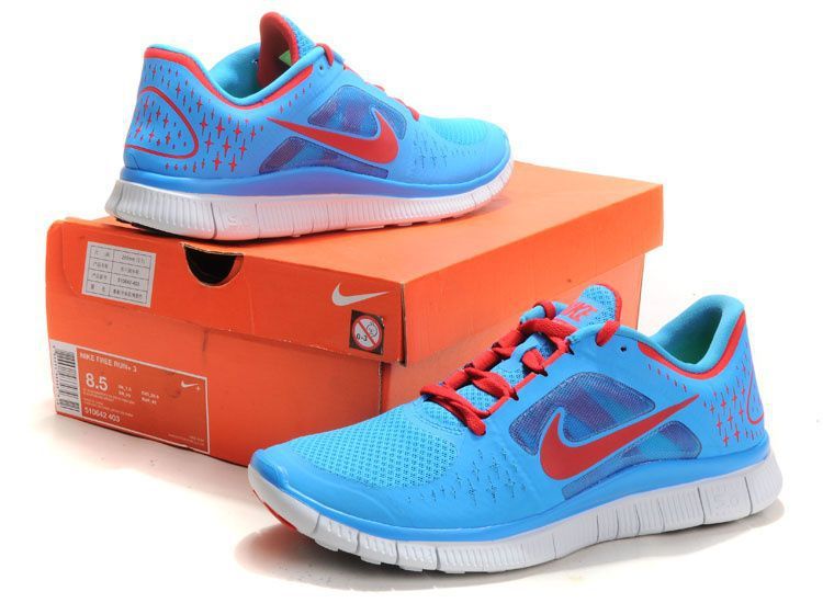 Nike Free 5.0 +2 Running Shoes Baby Blue Red