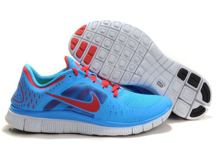 Nike Free 5.0 +2 Running Shoes Baby Blue Red