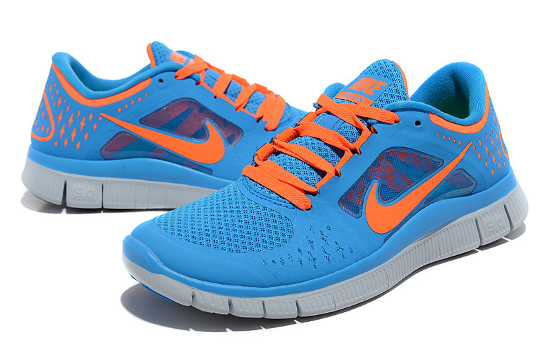 Nike Free 5.0 +2 Running Shoes Bbay Blue Orange - Click Image to Close