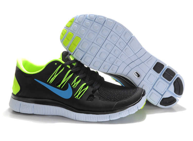 Nike Free 5.0 +2 Running Shoes Black Green Blue - Click Image to Close