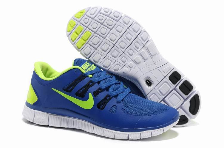 Nike Free 5.0 +2 Running Shoes Blue Green Swoosh - Click Image to Close