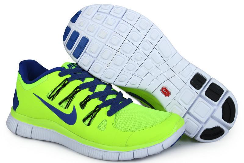Nike Free 5.0 +2 Running Shoes Fluorscent Green Blue