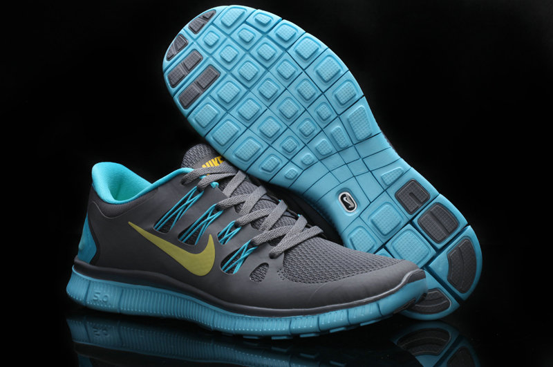 Nike Free 5.0 +2 Running Shoes Grey Blue Gold