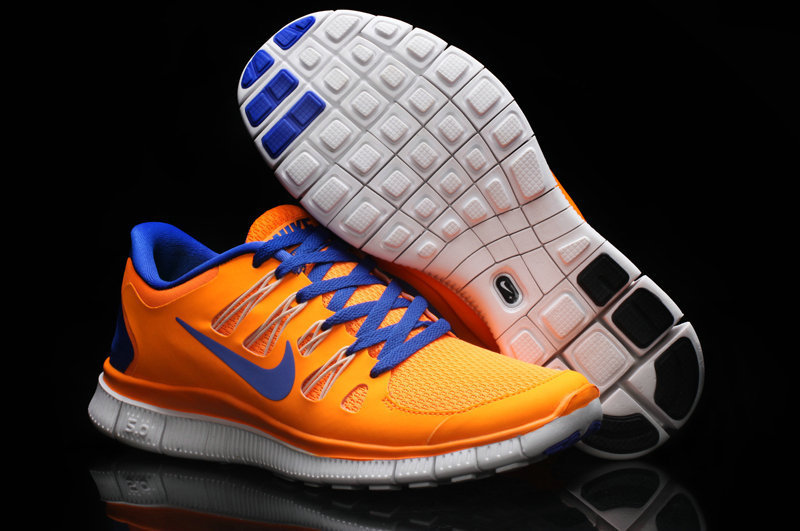 Nike Free 5.0 +2 Running Shoes Orange Blue Swoosh