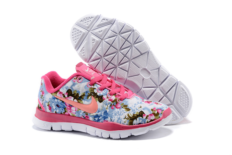 2015 Nike Free 5.0 Bird Net Pink Blue Orange Shoes For Women