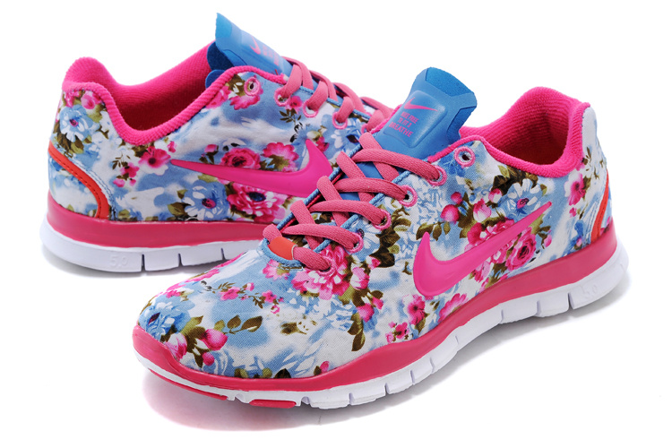 2015 Nike Free 5.0 Bird Net Pink Blue Shoes For Women