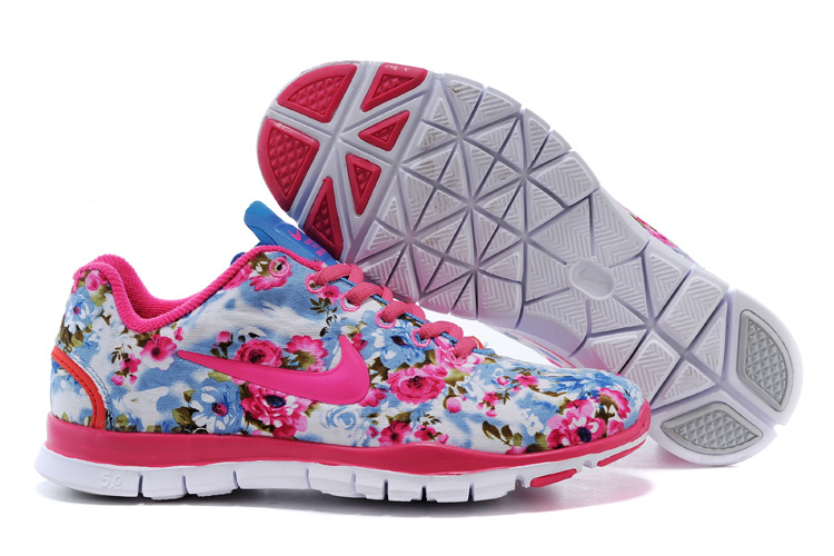 2015 Nike Free 5.0 Bird Net Pink Blue Shoes For Women