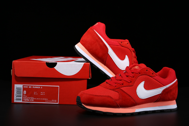 2015 Nike MD Runner All Red White Shoes